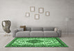 Machine Washable Persian Emerald Green Traditional Area Rugs in a Living Room,, wshtr3693emgrn