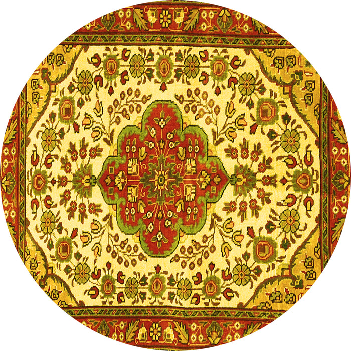 Round Persian Yellow Traditional Rug, tr3693yw