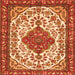 Round Machine Washable Persian Orange Traditional Area Rugs, wshtr3693org