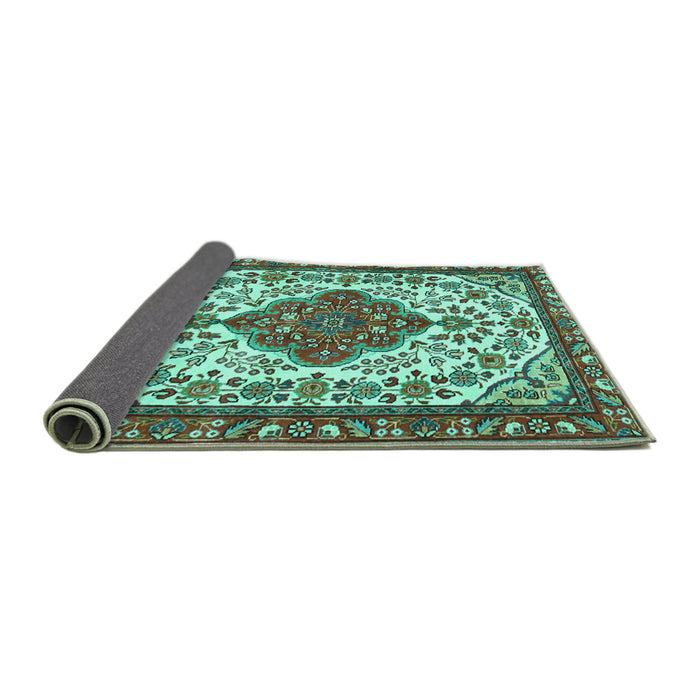 Sideview of Persian Turquoise Traditional Rug, tr3693turq