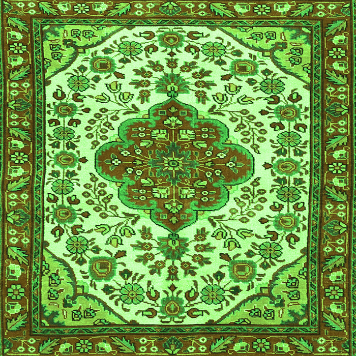 Round Machine Washable Persian Green Traditional Area Rugs, wshtr3693grn