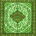 Round Machine Washable Persian Green Traditional Area Rugs, wshtr3693grn