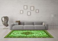 Machine Washable Persian Green Traditional Rug, wshtr3693grn