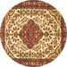 Round Machine Washable Persian Brown Traditional Rug, wshtr3693brn