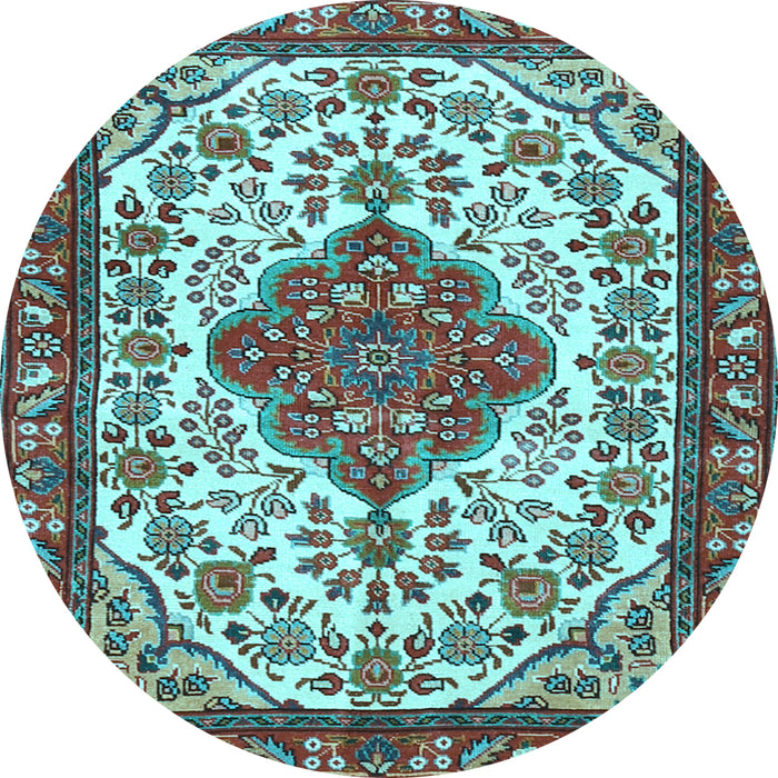 Round Persian Light Blue Traditional Rug, tr3693lblu