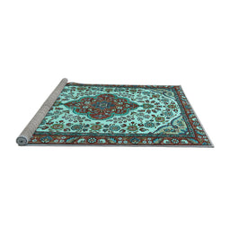 Sideview of Machine Washable Persian Light Blue Traditional Rug, wshtr3693lblu