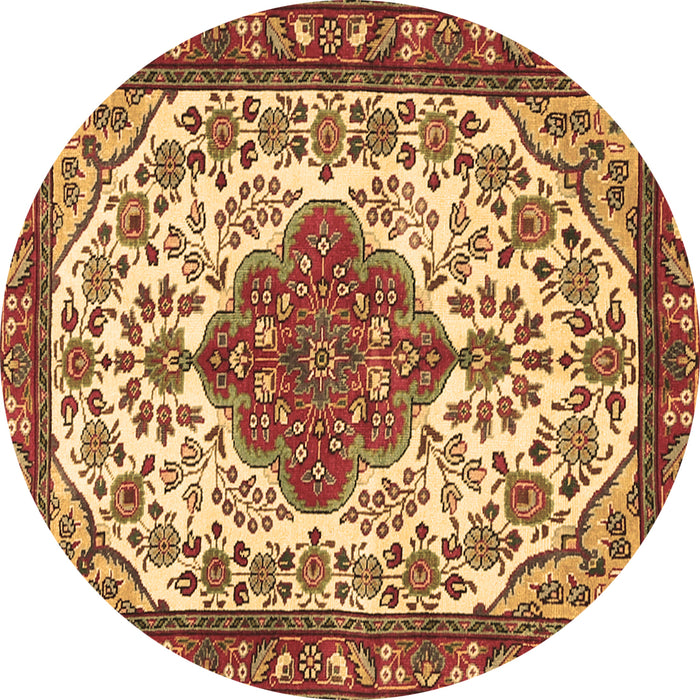 Round Persian Brown Traditional Rug, tr3693brn