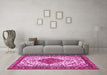 Machine Washable Persian Pink Traditional Rug in a Living Room, wshtr3693pnk