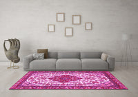 Machine Washable Persian Pink Traditional Rug, wshtr3693pnk