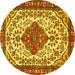 Round Machine Washable Persian Yellow Traditional Rug, wshtr3693yw