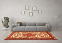 Machine Washable Persian Orange Traditional Rug, wshtr3693org