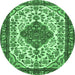 Round Persian Emerald Green Traditional Rug, tr3693emgrn