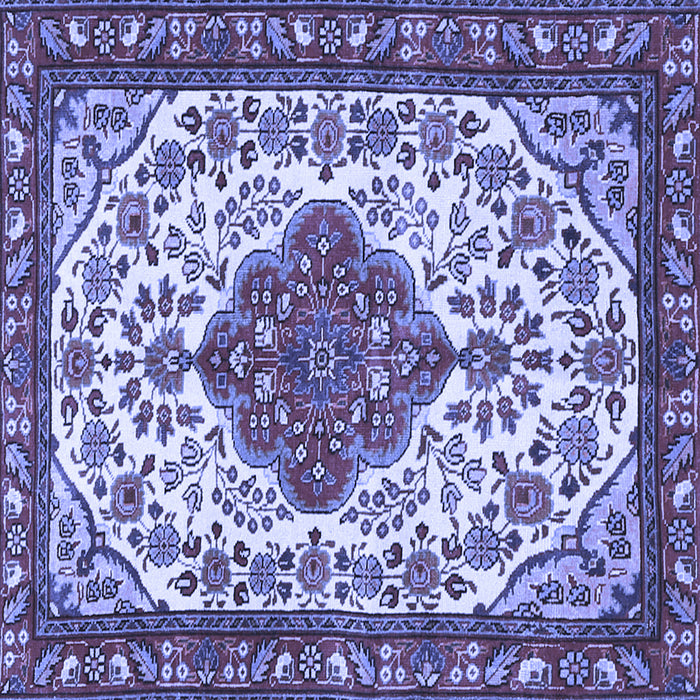 Square Machine Washable Persian Blue Traditional Rug, wshtr3693blu