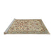 Sideview of Machine Washable Traditional Khaki Gold Rug, wshtr3694