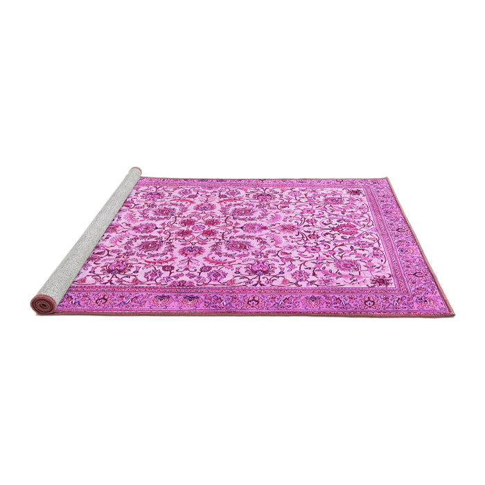 Sideview of Machine Washable Persian Pink Traditional Rug, wshtr3694pnk