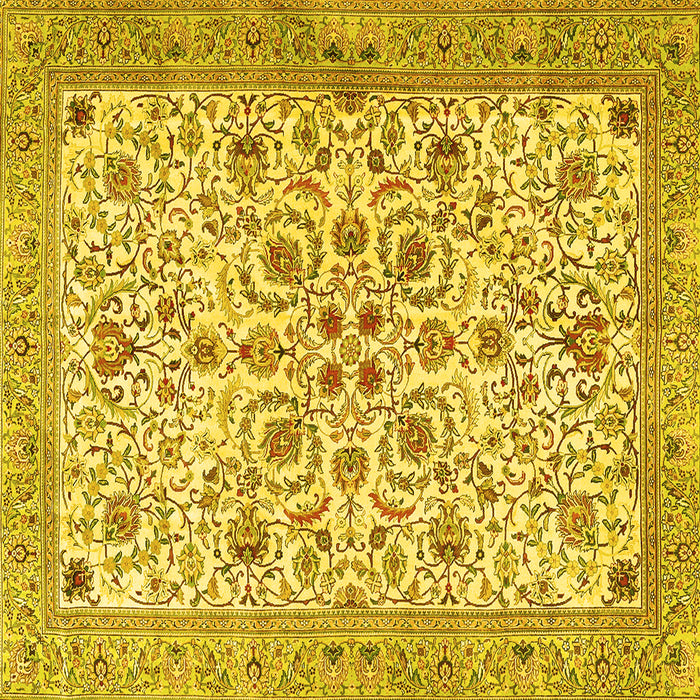 Square Persian Yellow Traditional Rug, tr3694yw