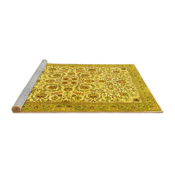 Sideview of Machine Washable Persian Yellow Traditional Rug, wshtr3694yw