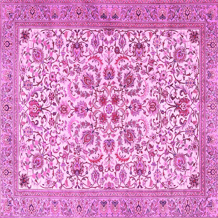Square Machine Washable Persian Pink Traditional Rug, wshtr3694pnk