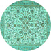 Round Persian Turquoise Traditional Rug, tr3694turq