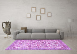 Machine Washable Persian Purple Traditional Area Rugs in a Living Room, wshtr3694pur