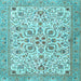 Square Machine Washable Persian Light Blue Traditional Rug, wshtr3694lblu