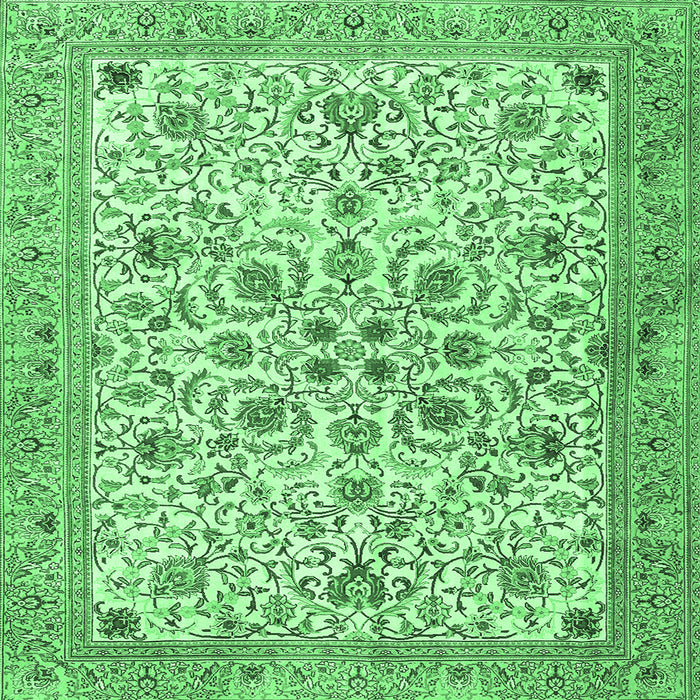 Square Machine Washable Persian Emerald Green Traditional Area Rugs, wshtr3694emgrn