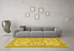 Machine Washable Persian Yellow Traditional Rug in a Living Room, wshtr3694yw