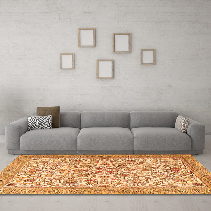 Machine Washable Persian Orange Traditional Area Rugs in a Living Room, wshtr3694org