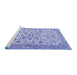 Sideview of Machine Washable Persian Blue Traditional Rug, wshtr3694blu