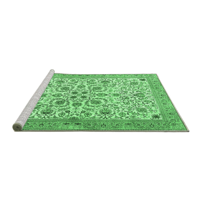 Sideview of Machine Washable Persian Emerald Green Traditional Area Rugs, wshtr3694emgrn