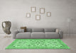 Machine Washable Persian Emerald Green Traditional Area Rugs in a Living Room,, wshtr3694emgrn