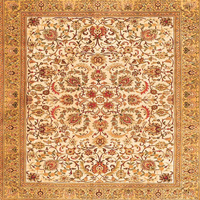 Round Machine Washable Persian Orange Traditional Area Rugs, wshtr3694org