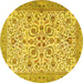 Round Persian Yellow Traditional Rug, tr3694yw