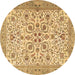 Round Persian Brown Traditional Rug, tr3694brn