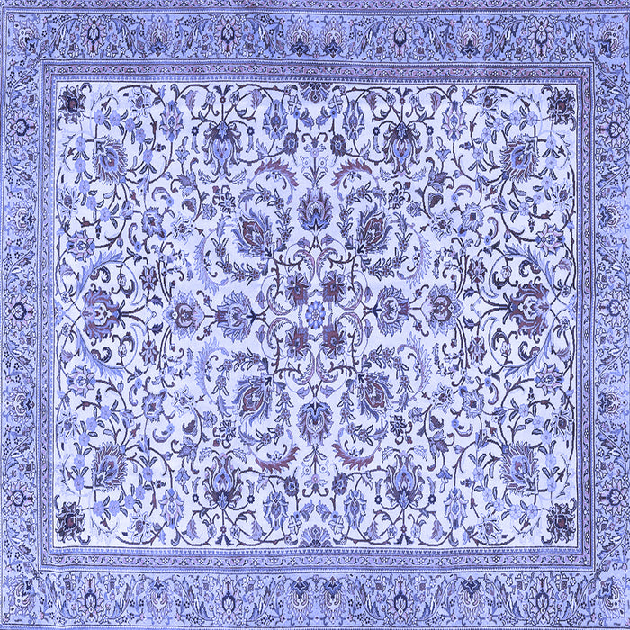 Square Machine Washable Persian Blue Traditional Rug, wshtr3694blu