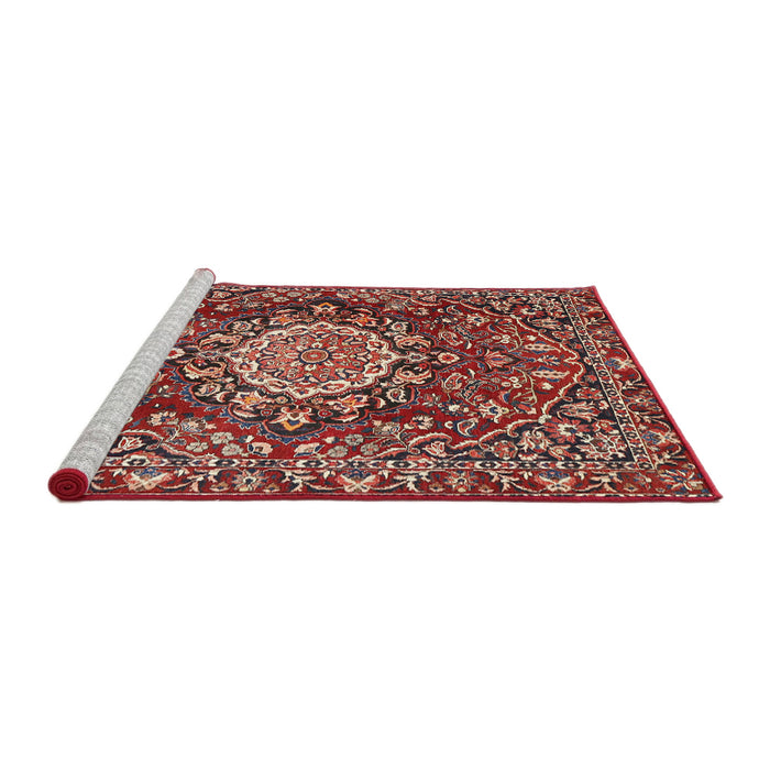 Sideview of Machine Washable Traditional Tomato Red Rug, wshtr3695
