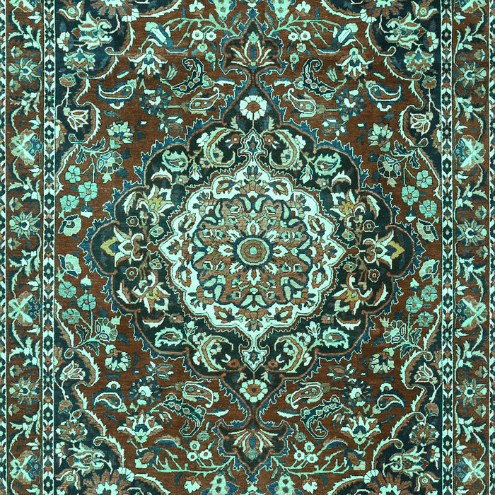 Machine Washable Persian Turquoise Traditional Area Rugs, wshtr3695turq