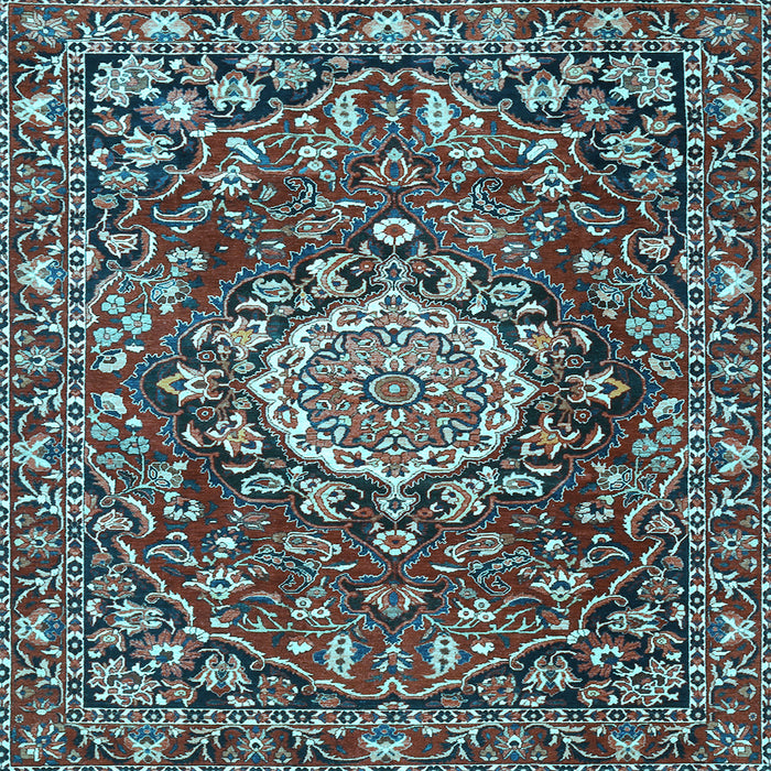 Square Machine Washable Persian Light Blue Traditional Rug, wshtr3695lblu