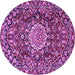 Round Machine Washable Persian Purple Traditional Area Rugs, wshtr3695pur