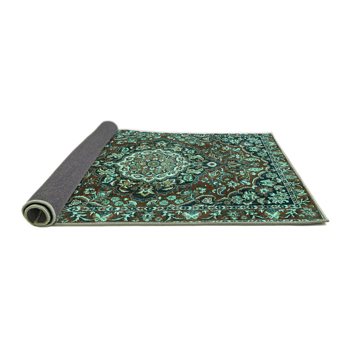 Sideview of Persian Turquoise Traditional Rug, tr3695turq
