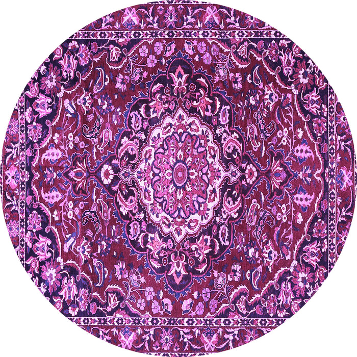 Round Persian Purple Traditional Rug, tr3695pur
