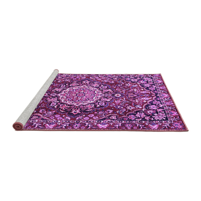 Sideview of Machine Washable Persian Purple Traditional Area Rugs, wshtr3695pur
