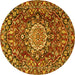 Round Persian Yellow Traditional Rug, tr3695yw