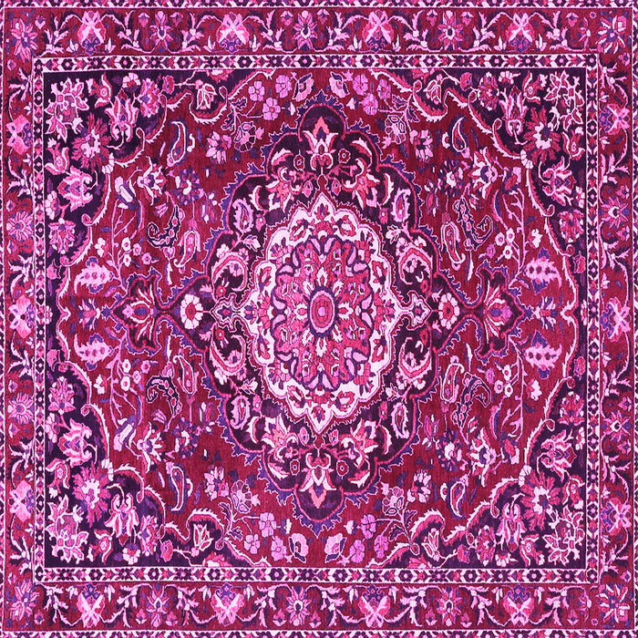Square Machine Washable Persian Pink Traditional Rug, wshtr3695pnk
