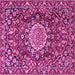 Square Machine Washable Persian Pink Traditional Rug, wshtr3695pnk