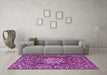 Machine Washable Persian Purple Traditional Area Rugs in a Living Room, wshtr3695pur