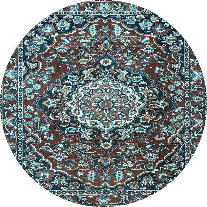 Round Persian Light Blue Traditional Rug, tr3695lblu