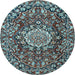 Round Persian Light Blue Traditional Rug, tr3695lblu