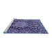 Sideview of Machine Washable Persian Blue Traditional Rug, wshtr3695blu