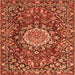 Round Machine Washable Persian Orange Traditional Area Rugs, wshtr3695org